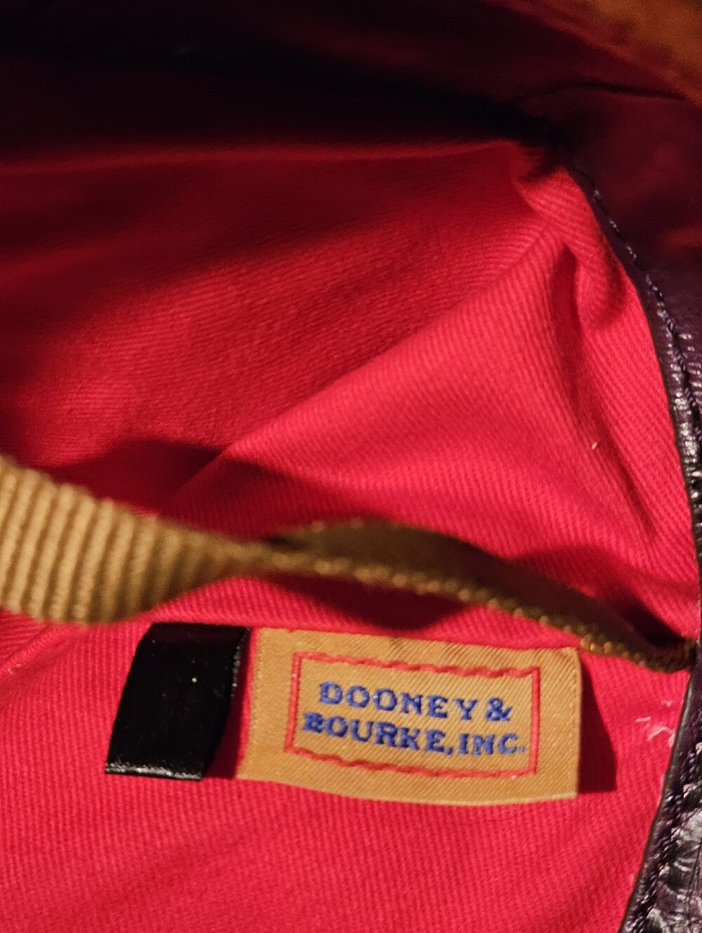 Dooney & Bourke Purple Croc-Embossed Tote with Brown Trim. Comes With dust bag. - Picture 9 of 13